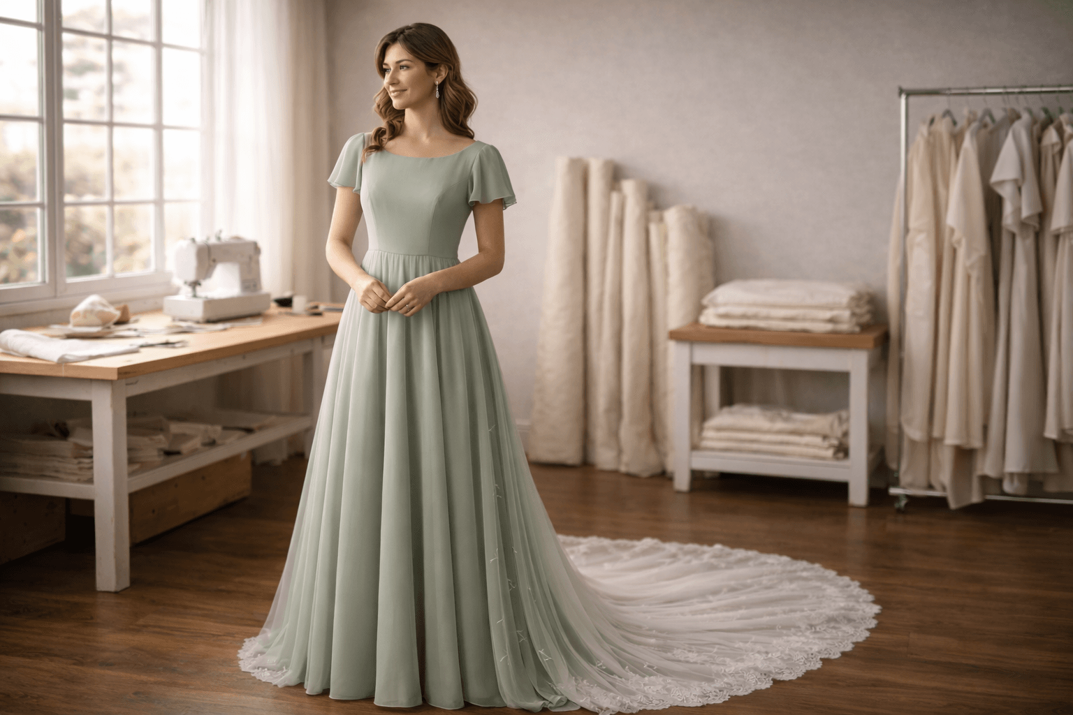 Bridesmaid gown prepared for alterations